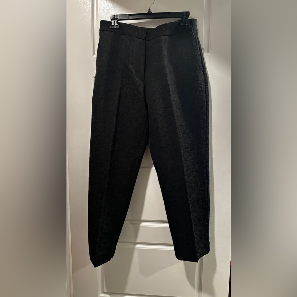 Black Zara Textured Wide-Leg Trousers